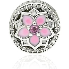 Adal Silver Gümüş Mineli Pembe Çiçek Charm
