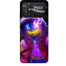 Lopard Xiaomi Poco C40 Kılıf Caliburn 19 Maskeli Pembe Tam Koruma Kılıf