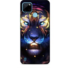 Lopard Realme C21Y Kılıf Caliburn 12 Aslan Colorful Tasarım Kılıf