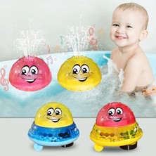 Sarı Top Taban Stili Bebek Sprey Su Banyosu Oyuncakları Yanıp Sönen LED Işık Duş ile Döndür Bebek Yürüyor Müzik Topu Fışkırtma Yağmurlama Banyo Oyuncakları (Yurt Dışından)