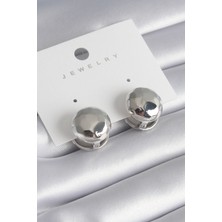 Clariss Pirinç Gümüş Renk Işleme Detay Top Model Kadın Küpe