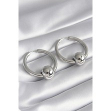 Clariss Pirinç Gümüş Renk Halka Top Model Kadın Küpe