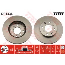 TRW Ön Fren Aynası Havalı Cıvıc Iv V 1.4 1.5 1.6 16V 91/2.01 Rover Mg Zr Zs 01 240X21X4DLXHAVALI 4