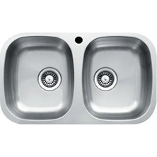 Ukinox Mn 337 Polisajlı Çift Hazneli Tezgahüstü Çelik Mutfak Eviyesi