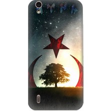 Teknomeg Vestel 5530 Uyumlu Göktürkçe Türk ve Ağaç Bayrak Desenli Silikon Kılıf