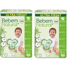 Bebem Natural Bebek Bezi Ultra Fırsat Paketi Maxi 5 Numara 80 Adet (80 x 2 Paket)