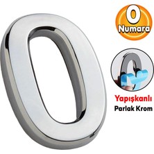 Badem10 Kapı Numarası Yapışkanlı Parlak Krom Numaraları 37.5 mm 0 Numara Rakam Sayı