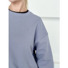 Vesado Kadın Gri Oversize Sweatshirt