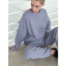 Vesado Kadın Gri Oversize Sweatshirt