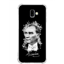 PrintiFy  Samsung Galaxy J6 Plus Uyumlu Köşe Korumalı Antişok Kapak Atatürk Tasarımlı Şeffaf Silikon Kılıf