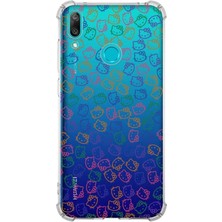 PrintiFy  Huawei Y7 2019 Köşe Korumalı Antişok Kapak Hello Kitty Tasarımlı Şeffaf Kılıf