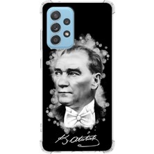 PrintiFy  Samsung Galaxy A52 Uyumlu Köşe Korumalı Antişok Kapak Atatürk Tasarımlı Şeffaf Silikon Kılıf