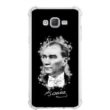 PrintiFy  Samsung Galaxy J7 Core Uyumlu Köşe Korumalı Antişok Kapak Atatürk Tasarımlı Şeffaf Silikon Kılıf