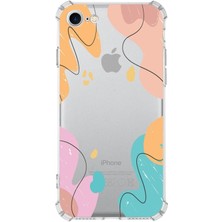 PrintiFy  Apple iPhone 8 Uyumlu Köşe Korumalı Antişok Kapak Karışık Renkler Tasarımlı Şeffaf Kılıf