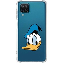 PrintiFy  Samsung Galaxy A12 Köşe Korumalı Antişok Kapak Donald Duck Tasarımlı Şeffaf Kılıf