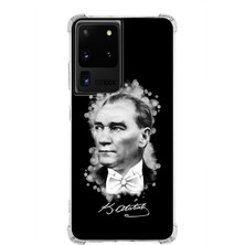 PrintiFy Galaxy S20 Ultra Köşe Korumalı Antişok Kapak Atatürk Tasarımlı Şeffaf Silikon Kılıf Uyumlu