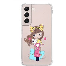 PrintiFy  Samsung Galaxy S22 Plus Uyumlu Köşe Korumalı Antişok Kapak Vespagirl Tasarımlı Şeffaf Kılıf