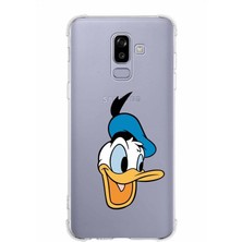 PrintiFy  Samsung Galaxy J8 (2018) Köşe Korumalı Antişok Kapak Donald Duck Tasarımlı Şeffaf Kılıf