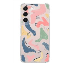 PrintiFy  Samsung Galaxy S22 Plus Uyumlu Köşe Korumalı Antişok Kapak Abstract Tasarımlı Şeffaf Kılıf