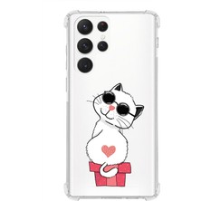 PrintiFy  Samsung Galaxy S23 Ultra Uyumlu Köşe Korumalı Antişok Kapak Coolcat Tasarımlı Şeffaf Kılıf