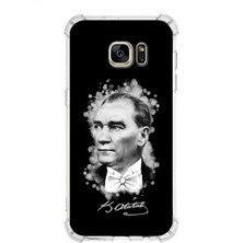 PrintiFy  Samsung Galaxy S7 Edge Köşe Korumalı Antişok Kapak Atatürk Tasarımlı Şeffaf Silikon Kılıf