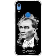 PrintiFy  Huawei Y6S Uyumlu Köşe Korumalı Antişok Kapak Atatürk Tasarımlı Şeffaf Silikon Kılıf