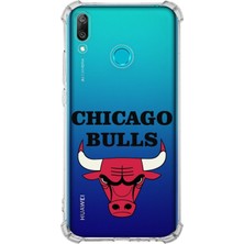 PrintiFy  Huawei Y9 2019 Uyumlu Köşe Korumalı Antişok Kapak Chicago Bulls Tasarımlı Şeffaf Kılıf