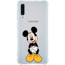 PrintiFy  Samsung Galaxy A30S Köşe Korumalı Antişok Kapak Mickey Mouse Tasarımlı Şeffaf Kılıf
