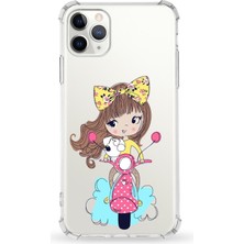 PrintiFy Apple iPhone 11 Pro Max Uyumlu Darbe Emici Antişok Kapak Vespagirl Tasarımlı Şeffaf Silikon Kılıf