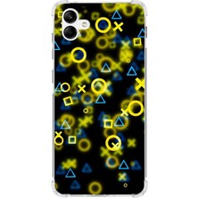 PrintiFy  Samsung Galaxy A04E Köşe Korumalı Antişok Kapak Semboller Tasarımlı Şeffaf Kılıf