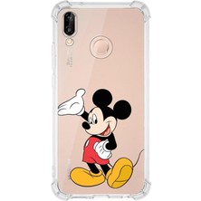 PrintiFy  Huawei P20 Lite Köşe Korumalı Antişok Kapak Mickey Mouse Tasarımlı Şeffaf Kılıf