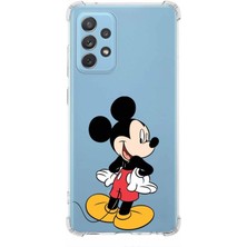 PrintiFy  Samsung Galaxy A72 Köşe Korumalı Antişok Kapak Mickey Mouse Tasarımlı Şeffaf Kılıf