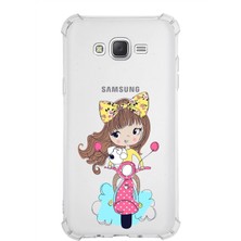PrintiFy  Samsung Galaxy J7 Neo Köşe Korumalı Antişok Kapak Vespagirl Tasarımlı Şeffaf Silikon Kılıf