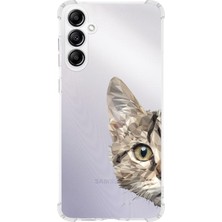 PrintiFy  Samsung Galaxy M54 Uyumlu Köşe Korumalı Antişok Kapak Catface Tasarımlı Şeffaf Silikon Kılıf