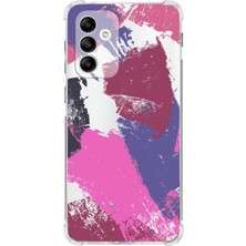 PrintiFy  Samsung Galaxy M13 Uyumlu Köşe Korumalı Antişok Kapak Brushstroke Tasarımlı Şeffaf Silikon Kılıf