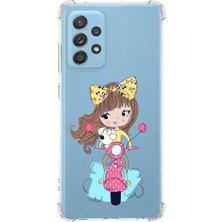 PrintiFy  Samsung Galaxy A13 Uyumlu Köşe Korumalı Antişok Kapak Vespagirl Tasarımlı Şeffaf Silikon Kılıf
