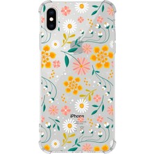 PrintiFy  Apple iPhone x Uyumlu Köşe Korumalı Antişok Kapak Çiçek Tasarımlı Şeffaf Kılıf