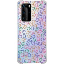 PrintiFy  Huawei P40 Pro Köşe Korumalı Antişok Kapak Hello Kitty Tasarımlı Şeffaf Kılıf