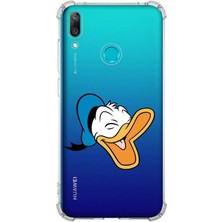 PrintiFy  Huawei Y7 2019 Köşe Korumalı Antişok Kapak Donald Duck Tasarımlı Şeffaf Kılıf