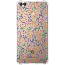 PrintiFy  Huawei P Smart Köşe Korumalı Antişok Kapak Hello Kitty Tasarımlı Şeffaf Kılıf