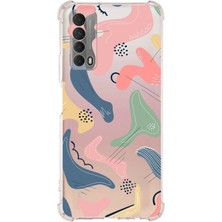 PrintiFy  Huawei P Smart 2021 Uyumlu Köşe Korumalı Antişok Kapak Abstract Tasarımlı Şeffaf Silikon Kılıf