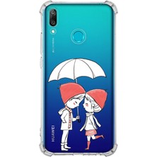 PrintiFy  Huawei Y9 2019 Uyumlu Köşe Korumalı Antişok Kapak Aşk Tasarımlı Şeffaf Silikon Kılıf
