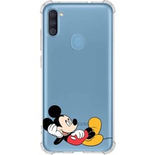 PrintiFy  Samsung Galaxy A11 Köşe Korumalı Antişok Kapak Mickey Mouse Tasarımlı Şeffaf Kılıf