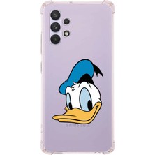 PrintiFy  Samsung Galaxy A32 Köşe Korumalı Antişok Kapak Donald Duck Tasarımlı Şeffaf Kılıf