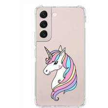 PrintiFy  Samsung Galaxy S22 Plus Uyumlu Köşe Korumalı Antişok Kapak Unicorn Tasarımlı Şeffaf Kılıf