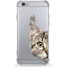 PrintiFy Apple iPhone 6s Plus Uyumlu Darbe Emici Antişok Kapak Catface Tasarımlı Silikon Şeffaf Kılıf