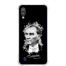 PrintiFy Galaxy M10  Uyumlu Köşe Korumalı Antişok Kapak Atatürk Tasarımlı Şeffaf Silikon Kılıf
