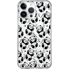 PrintiFy  Apple iPhone 14 Pro Uyumlu Köşe Korumalı Antişok Kapak Panda Tasarımlı Şeffaf Kılıf