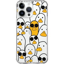 PrintiFy  Apple iPhone 14 Pro Max Uyumlu Köşe Korumalı Antişok Kapak Duck Tasarımlı Şeffaf Kılıf