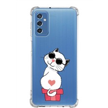 PrintiFy  Samsung Galaxy M52 Köşe Korumalı Antişok Kapak Coolcat Tasarımlı Şeffaf Silikon Kılıf